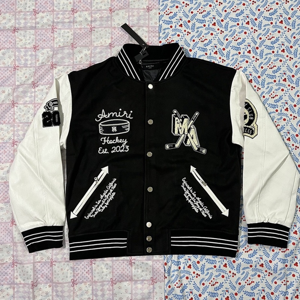 Amiri Hockey Themed Baseball Jacket